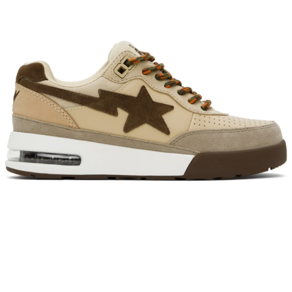 BAPE A Bathing Ape Beige & Brown Road Sta #1 Sneakers  23 cm or men's US 5